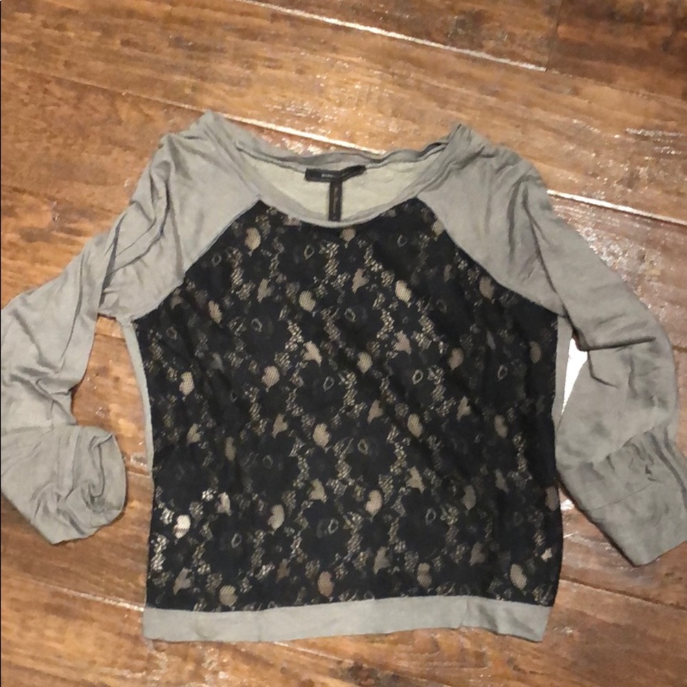 BCBG sweater/sweatshirt with black lace front